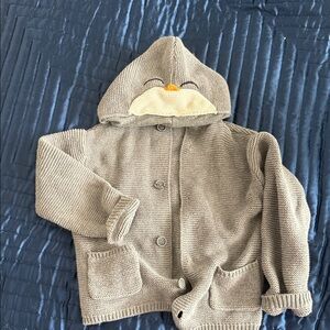 Zara Kids Brown Knit Hooded Jacket